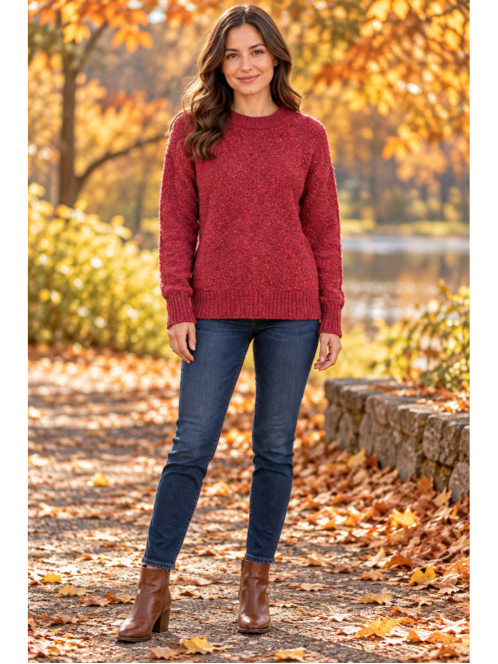 Women's ana Crew Neck Sweater Red Size M